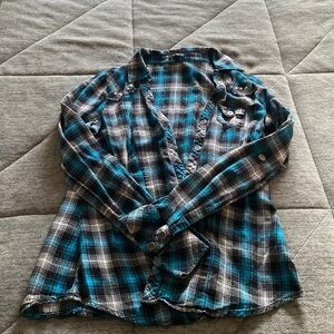 Blue plaid shirt